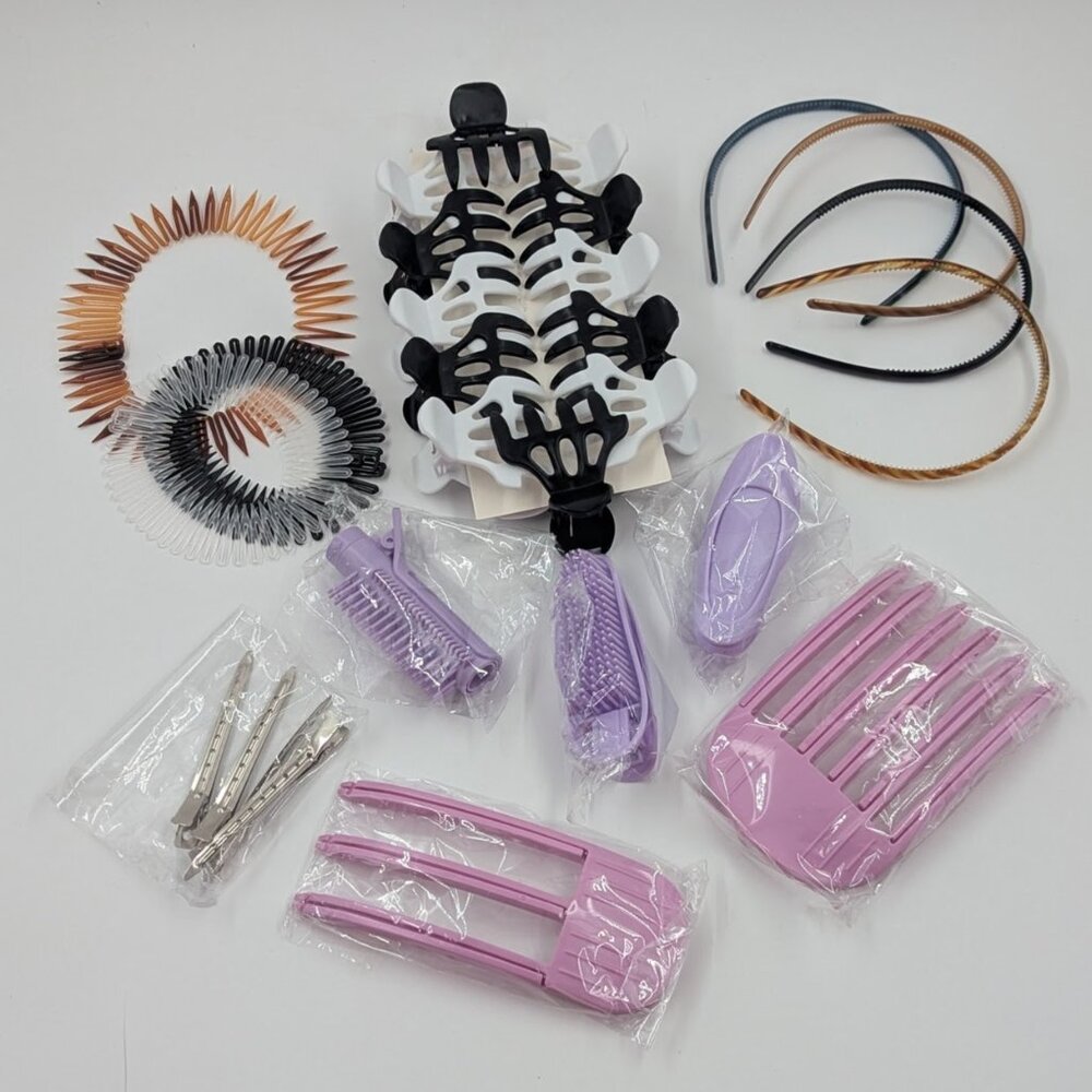 Curl Keeper Claw Clips (12pc) + Hair Root Fluffy Clip (11pc) + Hair Bands (7pc)